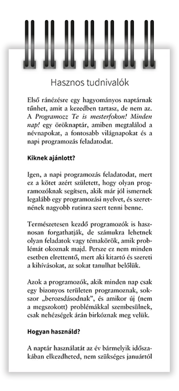 Öröknaptár, 2. oldal, Hasznos tudnivalók